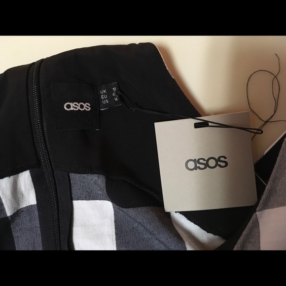 ASOS Skater Dress Gingham Black & White 14 - Picture 6 of 8